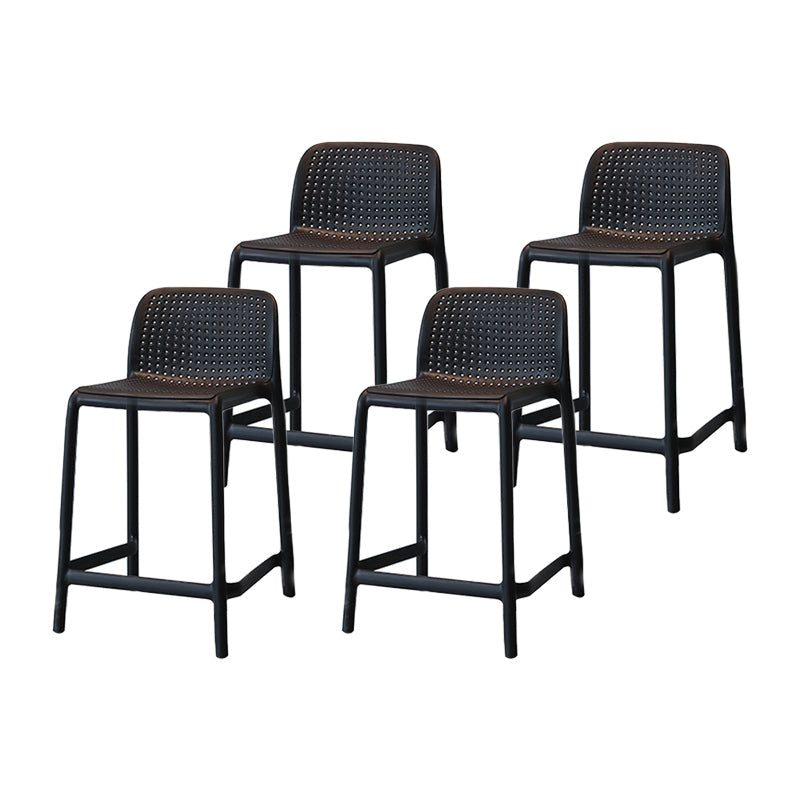 Modern Armless Backrest Counter Stool Plastic Cafe Bar Stool with Plastic Seat Black 4 Piece Set Short Stool(20"H) Clearhalo 'Bar Furniture' 'Bar Stools' 'bar_stools' 'furn' 'furn_bar_stools' 'furniture_bar_stools' 'Kitchen & Dining Furniture' 'kitchen&dining_furn' 'kitchen' 'kitchen_furn' Furniture' 4371808