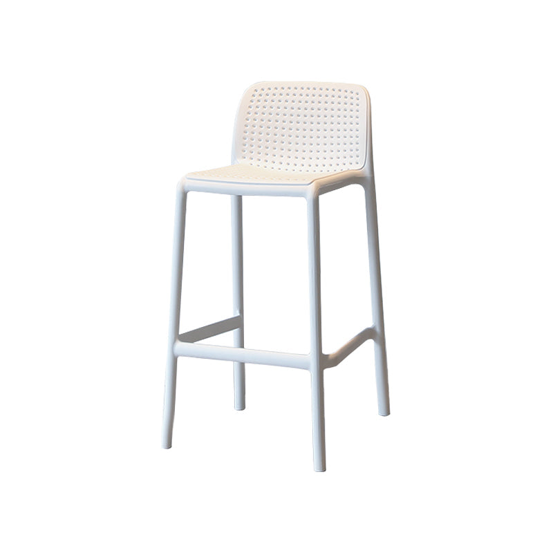 Modern Armless Backrest Counter Stool Plastic Cafe Bar Stool with Plastic Seat White 1 Piece Short Stool(22"H) Clearhalo 'Bar Furniture' 'Bar Stools' 'bar_stools' 'furn' 'furn_bar_stools' 'furniture_bar_stools' 'Kitchen & Dining Furniture' 'kitchen&dining_furn' 'kitchen' 'kitchen_furn' Furniture' 4371809
