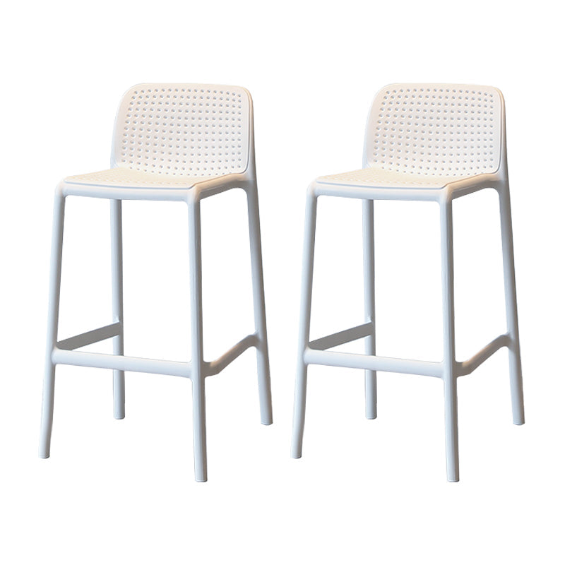 Modern Armless Backrest Counter Stool Plastic Cafe Bar Stool with Plastic Seat White 2 Piece Set Short Stool(22"H) Clearhalo 'Bar Furniture' 'Bar Stools' 'bar_stools' 'furn' 'furn_bar_stools' 'furniture_bar_stools' 'Kitchen & Dining Furniture' 'kitchen&dining_furn' 'kitchen' 'kitchen_furn' Furniture' 4371810