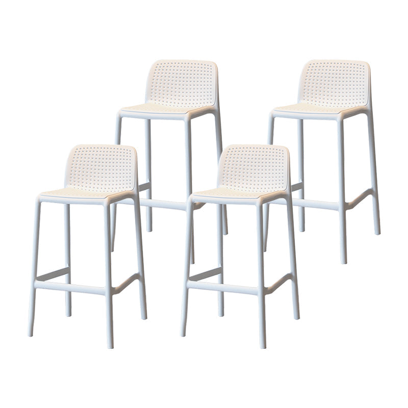 Modern Armless Backrest Counter Stool Plastic Cafe Bar Stool with Plastic Seat White 4 Piece Set Short Stool(22"H) Clearhalo 'Bar Furniture' 'Bar Stools' 'bar_stools' 'furn' 'furn_bar_stools' 'furniture_bar_stools' 'Kitchen & Dining Furniture' 'kitchen&dining_furn' 'kitchen' 'kitchen_furn' Furniture' 4371811