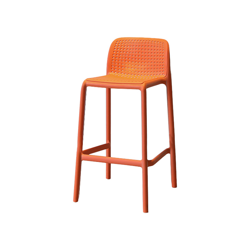 Modern Armless Backrest Counter Stool Plastic Cafe Bar Stool with Plastic Seat Orange 1 Piece Short Stool(22"H) Clearhalo 'Bar Furniture' 'Bar Stools' 'bar_stools' 'furn' 'furn_bar_stools' 'furniture_bar_stools' 'Kitchen & Dining Furniture' 'kitchen&dining_furn' 'kitchen' 'kitchen_furn' Furniture' 4371812