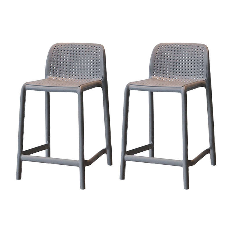 Modern Armless Backrest Counter Stool Plastic Cafe Bar Stool with Plastic Seat Dark Gray 2 Piece Set Short Stool(20"H) Clearhalo 'Bar Furniture' 'Bar Stools' 'bar_stools' 'furn' 'furn_bar_stools' 'furniture_bar_stools' 'Kitchen & Dining Furniture' 'kitchen&dining_furn' 'kitchen' 'kitchen_furn' Furniture' 4371816