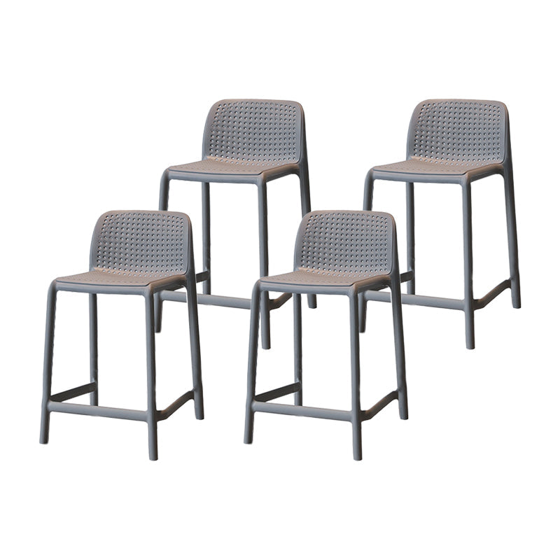 Modern Armless Backrest Counter Stool Plastic Cafe Bar Stool with Plastic Seat Dark Gray 4 Piece Set Short Stool(20"H) Clearhalo 'Bar Furniture' 'Bar Stools' 'bar_stools' 'furn' 'furn_bar_stools' 'furniture_bar_stools' 'Kitchen & Dining Furniture' 'kitchen&dining_furn' 'kitchen' 'kitchen_furn' Furniture' 4371817