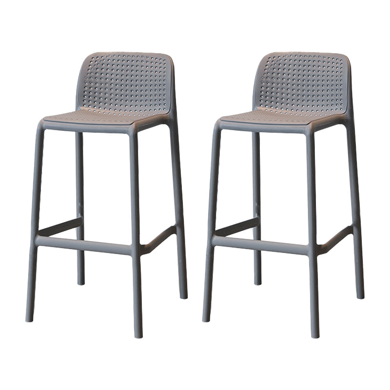 Modern Armless Backrest Counter Stool Plastic Cafe Bar Stool with Plastic Seat Dark Gray 2 Piece Set Counter Stool(26"H) Clearhalo 'Bar Furniture' 'Bar Stools' 'bar_stools' 'furn' 'furn_bar_stools' 'furniture_bar_stools' 'Kitchen & Dining Furniture' 'kitchen&dining_furn' 'kitchen' 'kitchen_furn' Furniture' 4371822