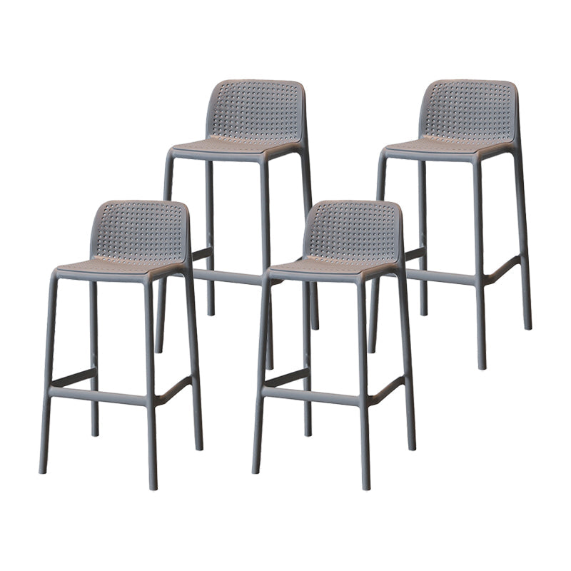 Modern Armless Backrest Counter Stool Plastic Cafe Bar Stool with Plastic Seat Dark Gray 4 Piece Set Counter Stool(26"H) Clearhalo 'Bar Furniture' 'Bar Stools' 'bar_stools' 'furn' 'furn_bar_stools' 'furniture_bar_stools' 'Kitchen & Dining Furniture' 'kitchen&dining_furn' 'kitchen' 'kitchen_furn' Furniture' 4371823