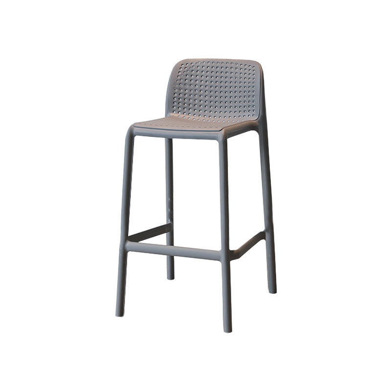 Modern Armless Backrest Counter Stool Plastic Cafe Bar Stool with Plastic Seat Dark Gray 1 Piece Short Stool(22"H) Clearhalo 'Bar Furniture' 'Bar Stools' 'bar_stools' 'furn' 'furn_bar_stools' 'furniture_bar_stools' 'Kitchen & Dining Furniture' 'kitchen&dining_furn' 'kitchen' 'kitchen_furn' Furniture' 4371824