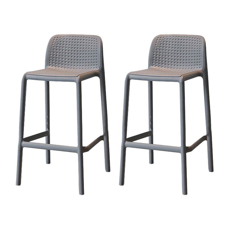 Modern Armless Backrest Counter Stool Plastic Cafe Bar Stool with Plastic Seat Dark Gray 2 Piece Set Short Stool(22"H) Clearhalo 'Bar Furniture' 'Bar Stools' 'bar_stools' 'furn' 'furn_bar_stools' 'furniture_bar_stools' 'Kitchen & Dining Furniture' 'kitchen&dining_furn' 'kitchen' 'kitchen_furn' Furniture' 4371825