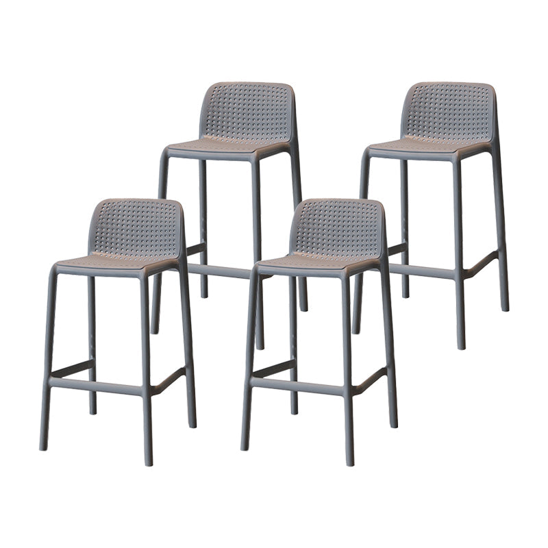 Modern Armless Backrest Counter Stool Plastic Cafe Bar Stool with Plastic Seat Dark Gray 4 Piece Set Short Stool(22"H) Clearhalo 'Bar Furniture' 'Bar Stools' 'bar_stools' 'furn' 'furn_bar_stools' 'furniture_bar_stools' 'Kitchen & Dining Furniture' 'kitchen&dining_furn' 'kitchen' 'kitchen_furn' Furniture' 4371826