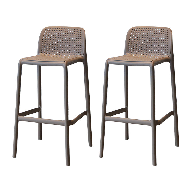 Modern Armless Backrest Counter Stool Plastic Cafe Bar Stool with Plastic Seat Camel 2 Piece Set Counter Stool(26"H) Clearhalo 'Bar Furniture' 'Bar Stools' 'bar_stools' 'furn' 'furn_bar_stools' 'furniture_bar_stools' 'Kitchen & Dining Furniture' 'kitchen&dining_furn' 'kitchen' 'kitchen_furn' Furniture' 4371828