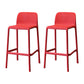 Modern Armless Backrest Counter Stool Plastic Cafe Bar Stool with Plastic Seat Red 2 Piece Set Short Stool(22"H) Clearhalo 'Bar Furniture' 'Bar Stools' 'bar_stools' 'furn' 'furn_bar_stools' 'furniture_bar_stools' 'Kitchen & Dining Furniture' 'kitchen&dining_furn' 'kitchen' 'kitchen_furn' Furniture' 4371830
