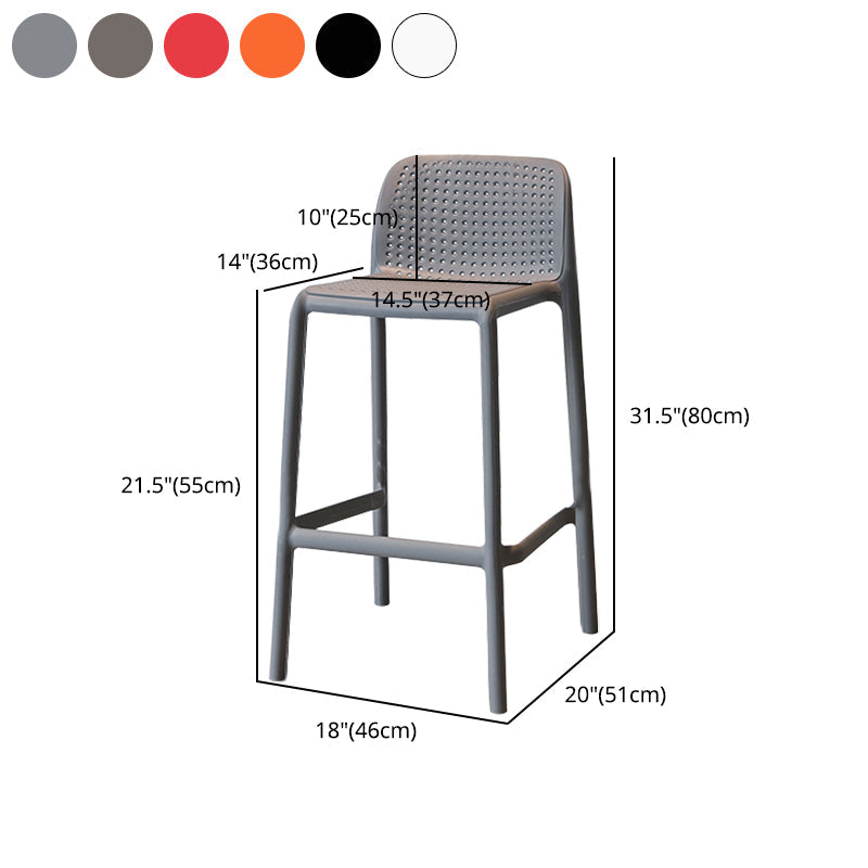 Modern Armless Backrest Counter Stool Plastic Cafe Bar Stool with Plastic Seat Clearhalo 'Bar Furniture' 'Bar Stools' 'bar_stools' 'furn' 'furn_bar_stools' 'furniture_bar_stools' 'Kitchen & Dining Furniture' 'kitchen&dining_furn' 'kitchen' 'kitchen_furn' Furniture' 4371833