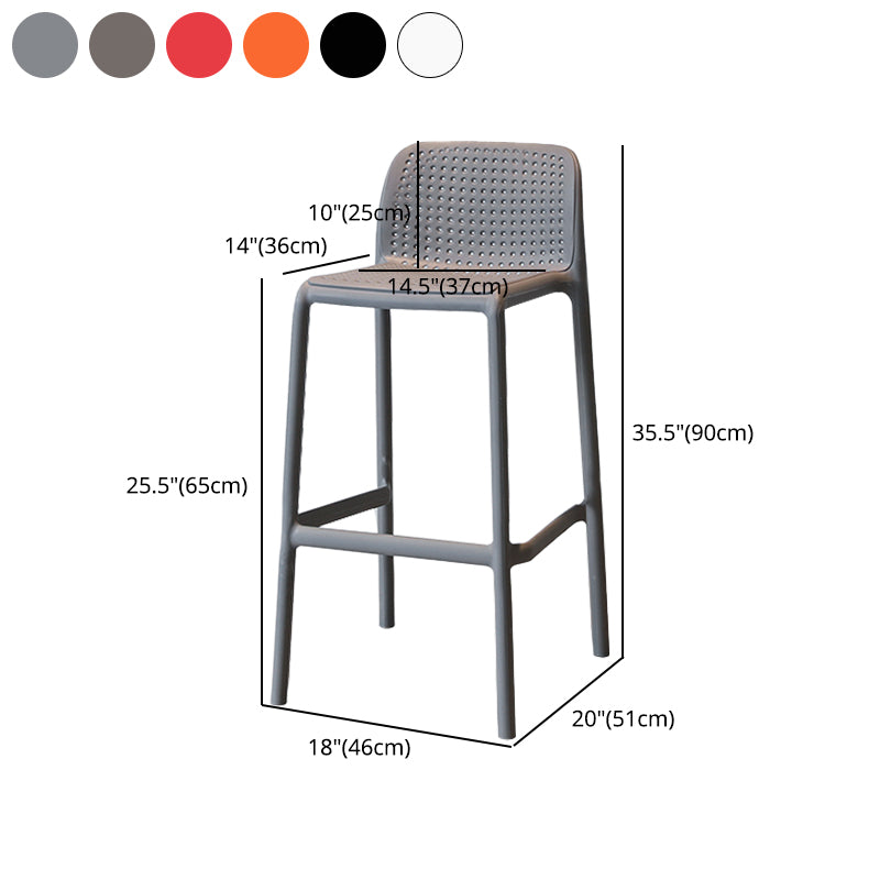 Modern Armless Backrest Counter Stool Plastic Cafe Bar Stool with Plastic Seat Clearhalo 'Bar Furniture' 'Bar Stools' 'bar_stools' 'furn' 'furn_bar_stools' 'furniture_bar_stools' 'Kitchen & Dining Furniture' 'kitchen&dining_furn' 'kitchen' 'kitchen_furn' Furniture' 4371834