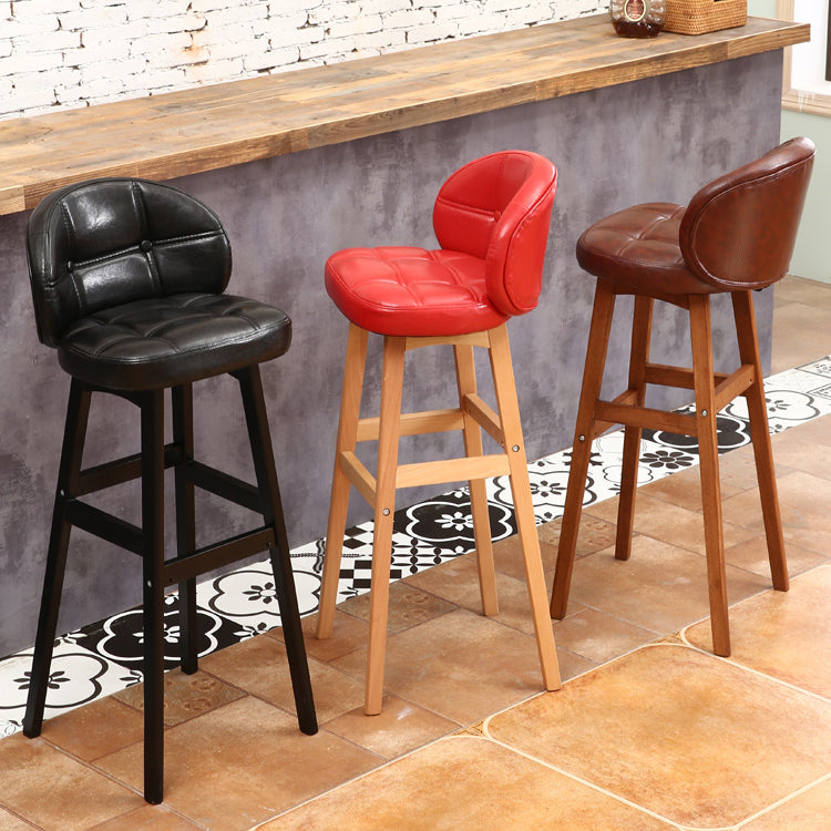 Modern Armless Backrest Counter Stool Wood Cashier Bar Stool with Cushion and Pedal Clearhalo 'Bar Furniture' 'Bar Stools' 'bar_stools' 'furn' 'furn_bar_stools' 'furniture_bar_stools' 'Kitchen & Dining Furniture' 'kitchen&dining_furn' 'kitchen' 'kitchen_furn' Furniture' 4371836