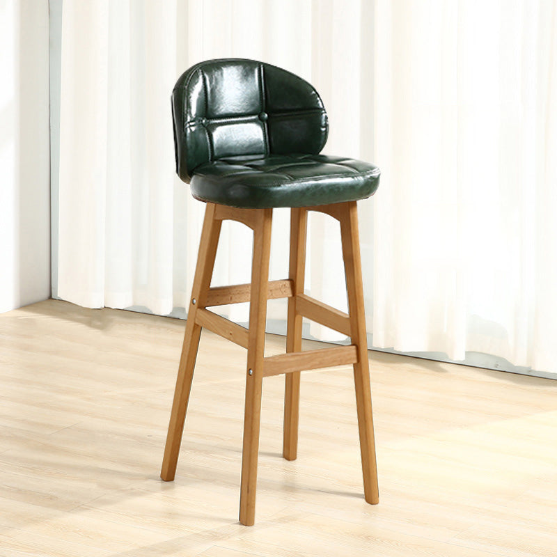 Modern Armless Backrest Counter Stool Wood Cashier Bar Stool with Cushion and Pedal Blackish Green Natural 1 Piece Clearhalo 'Bar Furniture' 'Bar Stools' 'bar_stools' 'furn' 'furn_bar_stools' 'furniture_bar_stools' 'Kitchen & Dining Furniture' 'kitchen&dining_furn' 'kitchen' 'kitchen_furn' Furniture' 4371837