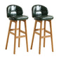 Modern Armless Backrest Counter Stool Wood Cashier Bar Stool with Cushion and Pedal Blackish Green Natural 2 Piece Set Clearhalo 'Bar Furniture' 'Bar Stools' 'bar_stools' 'furn' 'furn_bar_stools' 'furniture_bar_stools' 'Kitchen & Dining Furniture' 'kitchen&dining_furn' 'kitchen' 'kitchen_furn' Furniture' 4371838