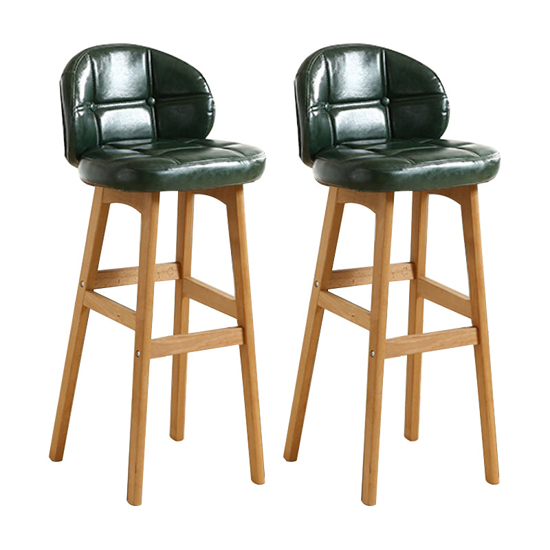 Modern Armless Backrest Counter Stool Wood Cashier Bar Stool with Cushion and Pedal Blackish Green Natural 2 Piece Set Clearhalo 'Bar Furniture' 'Bar Stools' 'bar_stools' 'furn' 'furn_bar_stools' 'furniture_bar_stools' 'Kitchen & Dining Furniture' 'kitchen&dining_furn' 'kitchen' 'kitchen_furn' Furniture' 4371838