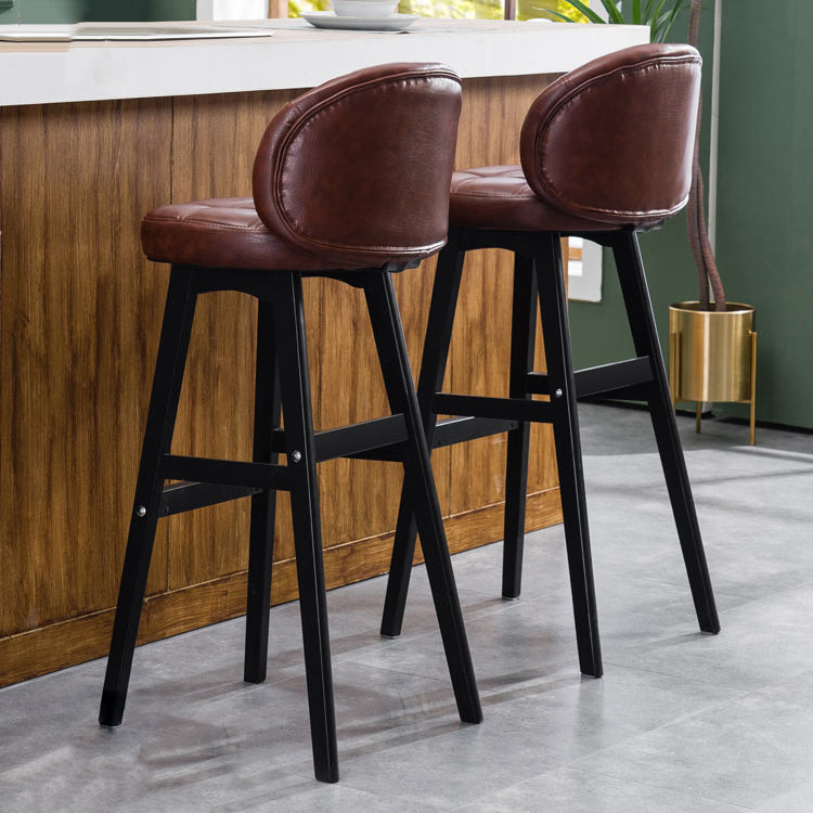 Modern Armless Backrest Counter Stool Wood Cashier Bar Stool with Cushion and Pedal Clearhalo 'Bar Furniture' 'Bar Stools' 'bar_stools' 'furn' 'furn_bar_stools' 'furniture_bar_stools' 'Kitchen & Dining Furniture' 'kitchen&dining_furn' 'kitchen' 'kitchen_furn' Furniture' 4371839
