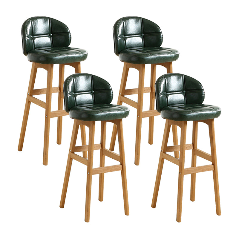 Modern Armless Backrest Counter Stool Wood Cashier Bar Stool with Cushion and Pedal Blackish Green Natural 4 Piece Set Clearhalo 'Bar Furniture' 'Bar Stools' 'bar_stools' 'furn' 'furn_bar_stools' 'furniture_bar_stools' 'Kitchen & Dining Furniture' 'kitchen&dining_furn' 'kitchen' 'kitchen_furn' Furniture' 4371841