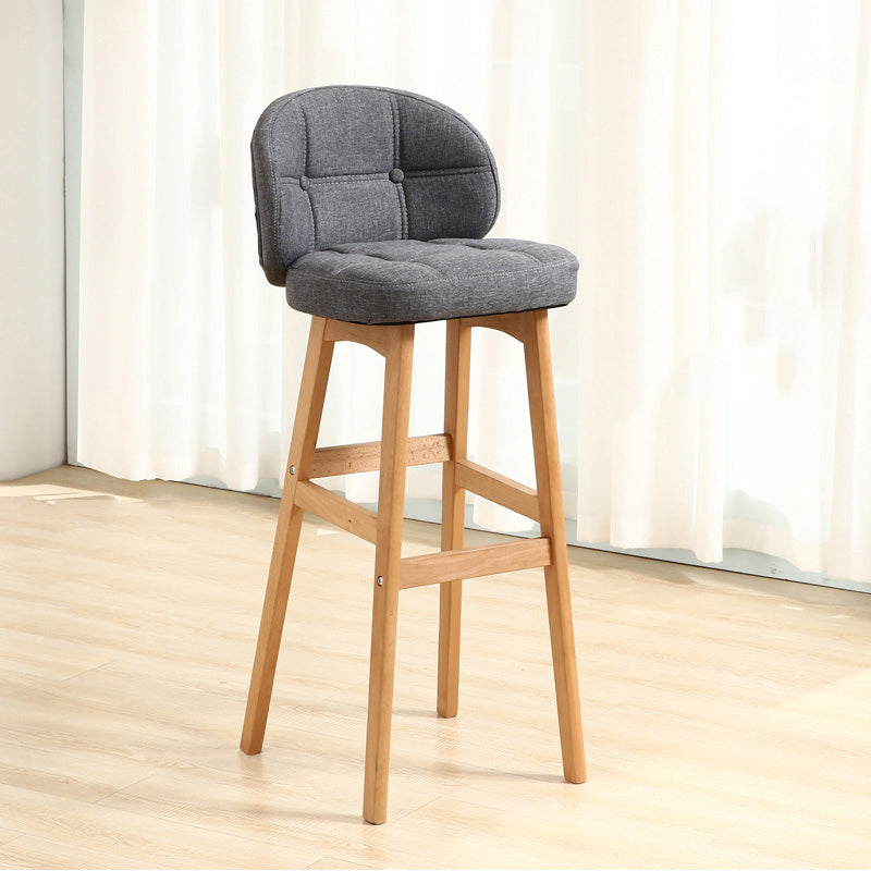 Modern Armless Backrest Counter Stool Wood Cashier Bar Stool with Cushion and Pedal Light Gray Natural 1 Piece Clearhalo 'Bar Furniture' 'Bar Stools' 'bar_stools' 'furn' 'furn_bar_stools' 'furniture_bar_stools' 'Kitchen & Dining Furniture' 'kitchen&dining_furn' 'kitchen' 'kitchen_furn' Furniture' 4371843