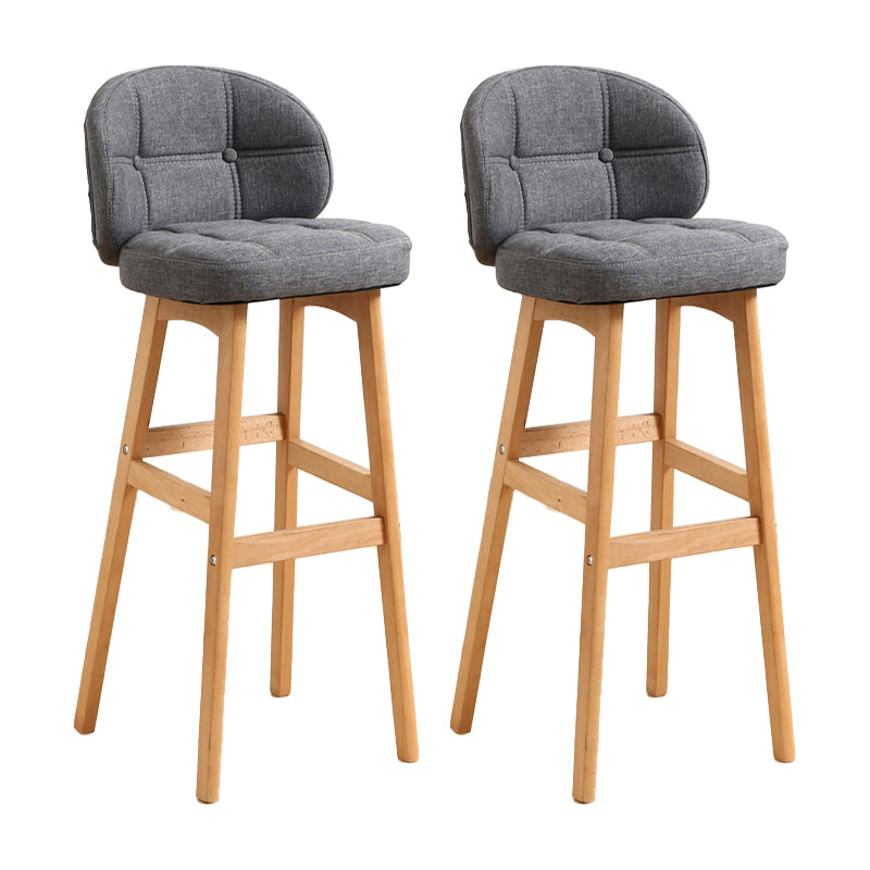 Modern Armless Backrest Counter Stool Wood Cashier Bar Stool with Cushion and Pedal Light Gray Natural 2 Piece Set Clearhalo 'Bar Furniture' 'Bar Stools' 'bar_stools' 'furn' 'furn_bar_stools' 'furniture_bar_stools' 'Kitchen & Dining Furniture' 'kitchen&dining_furn' 'kitchen' 'kitchen_furn' Furniture' 4371844
