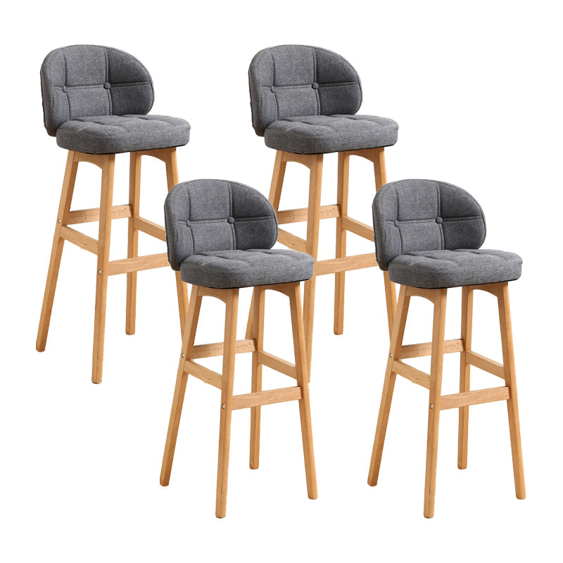 Modern Armless Backrest Counter Stool Wood Cashier Bar Stool with Cushion and Pedal Light Gray Natural 4 Piece Set Clearhalo 'Bar Furniture' 'Bar Stools' 'bar_stools' 'furn' 'furn_bar_stools' 'furniture_bar_stools' 'Kitchen & Dining Furniture' 'kitchen&dining_furn' 'kitchen' 'kitchen_furn' Furniture' 4371847