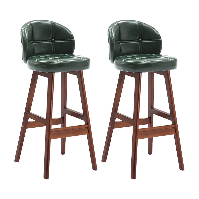 Modern Armless Backrest Counter Stool Wood Cashier Bar Stool with Cushion and Pedal Blackish Green Brown 2 Piece Set Clearhalo 'Bar Furniture' 'Bar Stools' 'bar_stools' 'furn' 'furn_bar_stools' 'furniture_bar_stools' 'Kitchen & Dining Furniture' 'kitchen&dining_furn' 'kitchen' 'kitchen_furn' Furniture' 4371850