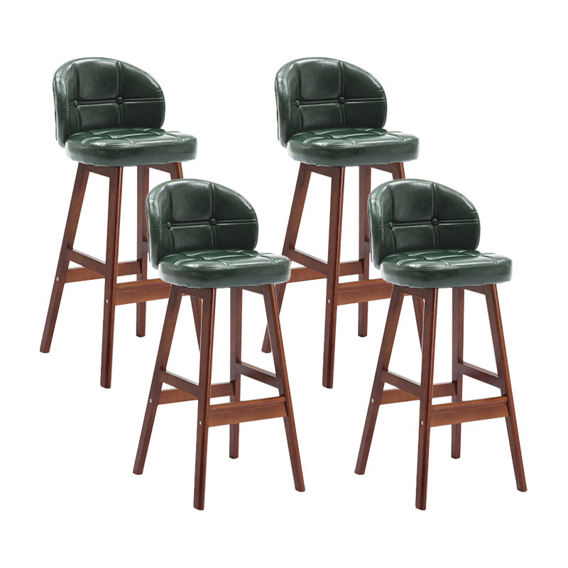 Modern Armless Backrest Counter Stool Wood Cashier Bar Stool with Cushion and Pedal Blackish Green Brown 4 Piece Set Clearhalo 'Bar Furniture' 'Bar Stools' 'bar_stools' 'furn' 'furn_bar_stools' 'furniture_bar_stools' 'Kitchen & Dining Furniture' 'kitchen&dining_furn' 'kitchen' 'kitchen_furn' Furniture' 4371853