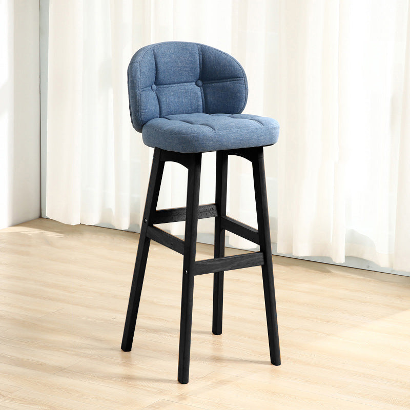 Modern Armless Backrest Counter Stool Wood Cashier Bar Stool with Cushion and Pedal Blue Black 1 Piece Clearhalo 'Bar Furniture' 'Bar Stools' 'bar_stools' 'furn' 'furn_bar_stools' 'furniture_bar_stools' 'Kitchen & Dining Furniture' 'kitchen&dining_furn' 'kitchen' 'kitchen_furn' Furniture' 4371854