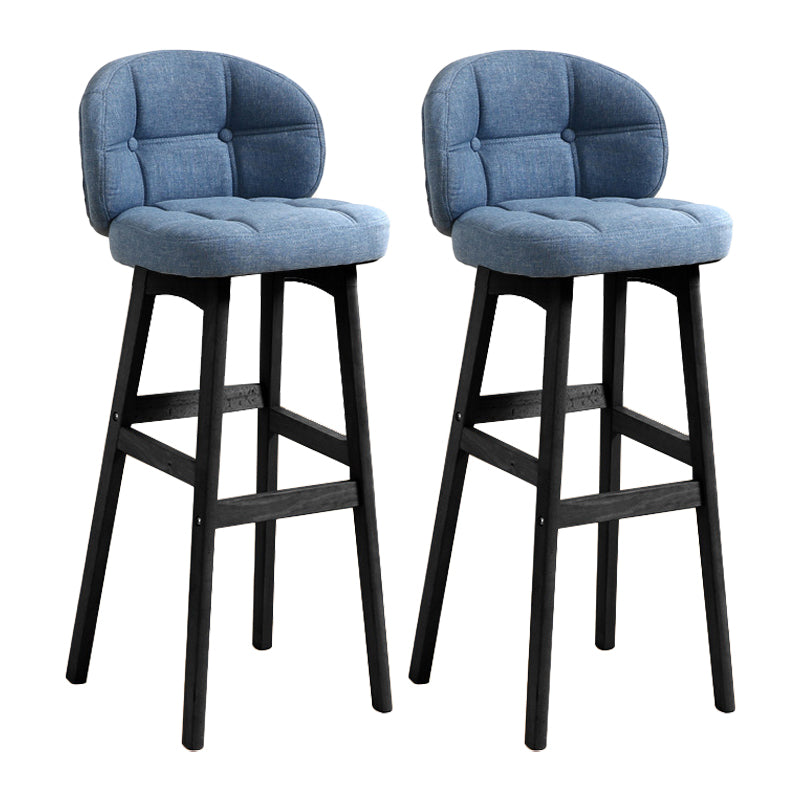 Modern Armless Backrest Counter Stool Wood Cashier Bar Stool with Cushion and Pedal Blue Black 2 Piece Set Clearhalo 'Bar Furniture' 'Bar Stools' 'bar_stools' 'furn' 'furn_bar_stools' 'furniture_bar_stools' 'Kitchen & Dining Furniture' 'kitchen&dining_furn' 'kitchen' 'kitchen_furn' Furniture' 4371856