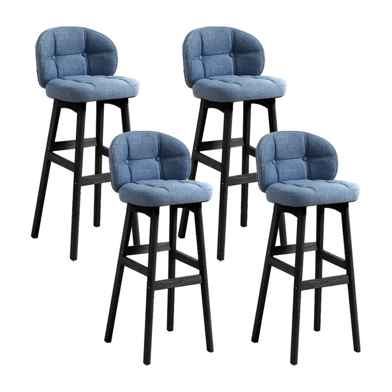 Modern Armless Backrest Counter Stool Wood Cashier Bar Stool with Cushion and Pedal Blue Black 4 Piece Set Clearhalo 'Bar Furniture' 'Bar Stools' 'bar_stools' 'furn' 'furn_bar_stools' 'furniture_bar_stools' 'Kitchen & Dining Furniture' 'kitchen&dining_furn' 'kitchen' 'kitchen_furn' Furniture' 4371858