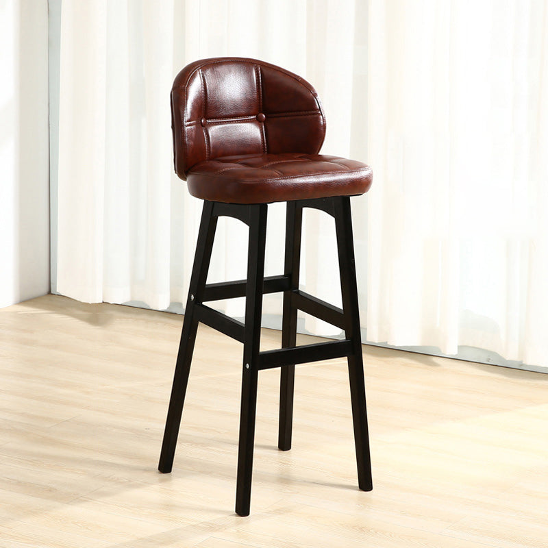 Modern Armless Backrest Counter Stool Wood Cashier Bar Stool with Cushion and Pedal Dark Brown Black 1 Piece Clearhalo 'Bar Furniture' 'Bar Stools' 'bar_stools' 'furn' 'furn_bar_stools' 'furniture_bar_stools' 'Kitchen & Dining Furniture' 'kitchen&dining_furn' 'kitchen' 'kitchen_furn' Furniture' 4371859