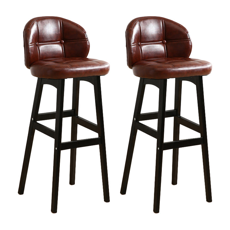Modern Armless Backrest Counter Stool Wood Cashier Bar Stool with Cushion and Pedal Dark Brown Black 2 Piece Set Clearhalo 'Bar Furniture' 'Bar Stools' 'bar_stools' 'furn' 'furn_bar_stools' 'furniture_bar_stools' 'Kitchen & Dining Furniture' 'kitchen&dining_furn' 'kitchen' 'kitchen_furn' Furniture' 4371860