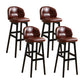 Modern Armless Backrest Counter Stool Wood Cashier Bar Stool with Cushion and Pedal Dark Brown Black 4 Piece Set Clearhalo 'Bar Furniture' 'Bar Stools' 'bar_stools' 'furn' 'furn_bar_stools' 'furniture_bar_stools' 'Kitchen & Dining Furniture' 'kitchen&dining_furn' 'kitchen' 'kitchen_furn' Furniture' 4371861