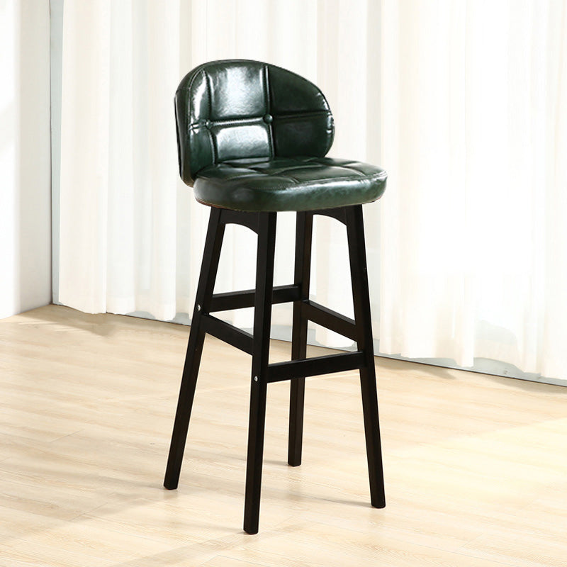 Modern Armless Backrest Counter Stool Wood Cashier Bar Stool with Cushion and Pedal Blackish Green Black 1 Piece Clearhalo 'Bar Furniture' 'Bar Stools' 'bar_stools' 'furn' 'furn_bar_stools' 'furniture_bar_stools' 'Kitchen & Dining Furniture' 'kitchen&dining_furn' 'kitchen' 'kitchen_furn' Furniture' 4371862
