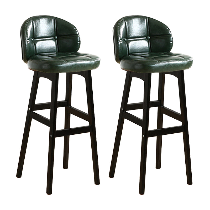 Modern Armless Backrest Counter Stool Wood Cashier Bar Stool with Cushion and Pedal Blackish Green Black 2 Piece Set Clearhalo 'Bar Furniture' 'Bar Stools' 'bar_stools' 'furn' 'furn_bar_stools' 'furniture_bar_stools' 'Kitchen & Dining Furniture' 'kitchen&dining_furn' 'kitchen' 'kitchen_furn' Furniture' 4371863