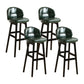 Modern Armless Backrest Counter Stool Wood Cashier Bar Stool with Cushion and Pedal Blackish Green Black 4 Piece Set Clearhalo 'Bar Furniture' 'Bar Stools' 'bar_stools' 'furn' 'furn_bar_stools' 'furniture_bar_stools' 'Kitchen & Dining Furniture' 'kitchen&dining_furn' 'kitchen' 'kitchen_furn' Furniture' 4371864
