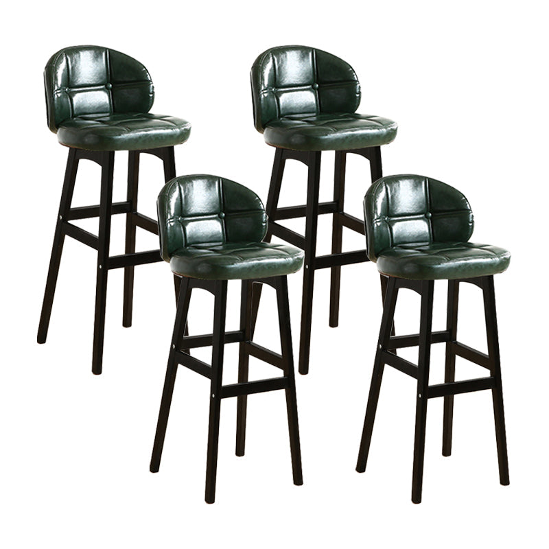 Modern Armless Backrest Counter Stool Wood Cashier Bar Stool with Cushion and Pedal Blackish Green Black 4 Piece Set Clearhalo 'Bar Furniture' 'Bar Stools' 'bar_stools' 'furn' 'furn_bar_stools' 'furniture_bar_stools' 'Kitchen & Dining Furniture' 'kitchen&dining_furn' 'kitchen' 'kitchen_furn' Furniture' 4371864