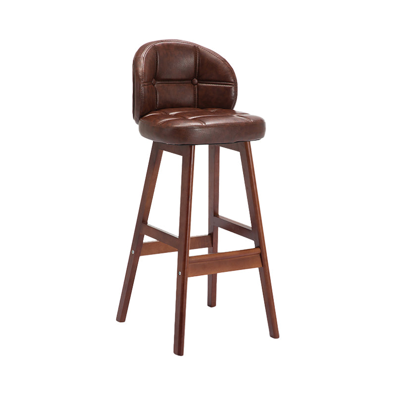 Modern Armless Backrest Counter Stool Wood Cashier Bar Stool with Cushion and Pedal Dark Brown Brown 1 Piece Clearhalo 'Bar Furniture' 'Bar Stools' 'bar_stools' 'furn' 'furn_bar_stools' 'furniture_bar_stools' 'Kitchen & Dining Furniture' 'kitchen&dining_furn' 'kitchen' 'kitchen_furn' Furniture' 4371868