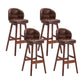 Modern Armless Backrest Counter Stool Wood Cashier Bar Stool with Cushion and Pedal Dark Brown Brown 4 Piece Set Clearhalo 'Bar Furniture' 'Bar Stools' 'bar_stools' 'furn' 'furn_bar_stools' 'furniture_bar_stools' 'Kitchen & Dining Furniture' 'kitchen&dining_furn' 'kitchen' 'kitchen_furn' Furniture' 4371870