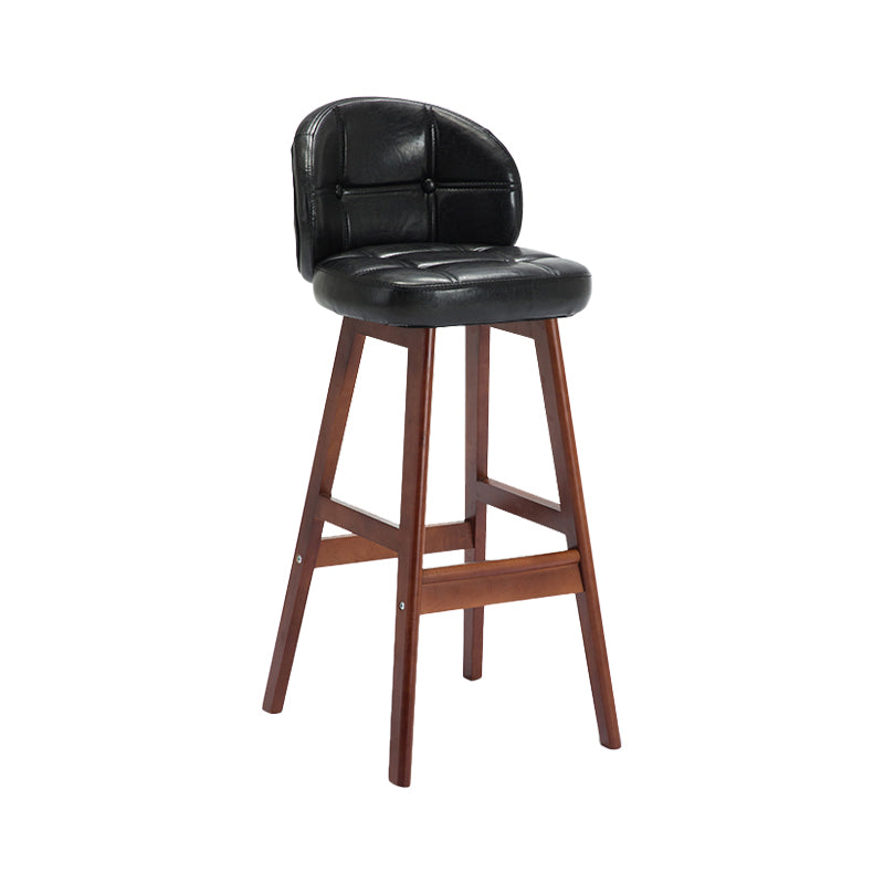 Modern Armless Backrest Counter Stool Wood Cashier Bar Stool with Cushion and Pedal Black Brown 1 Piece Clearhalo 'Bar Furniture' 'Bar Stools' 'bar_stools' 'furn' 'furn_bar_stools' 'furniture_bar_stools' 'Kitchen & Dining Furniture' 'kitchen&dining_furn' 'kitchen' 'kitchen_furn' Furniture' 4371871