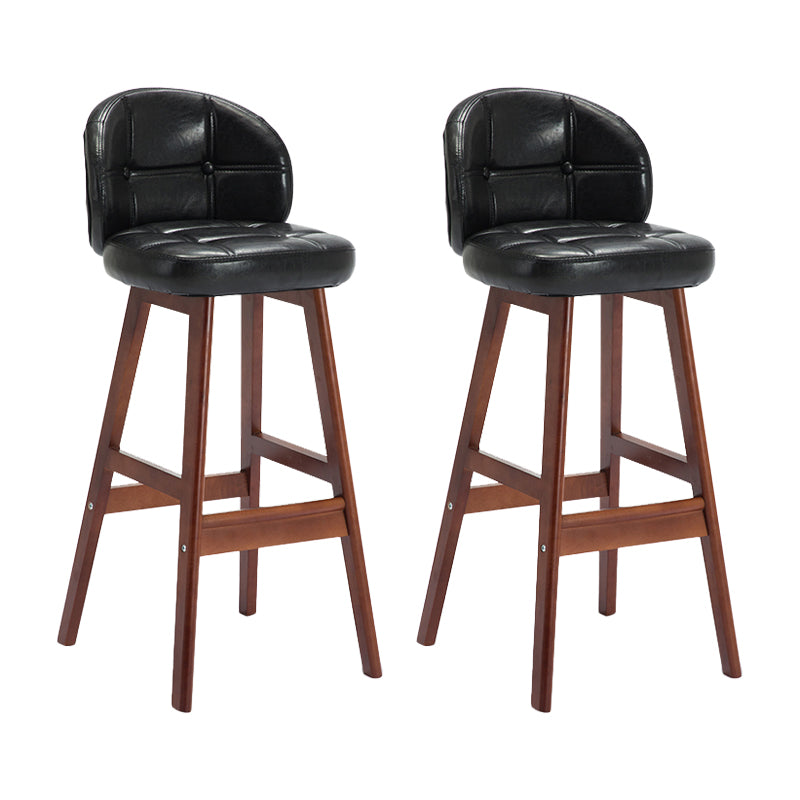 Modern Armless Backrest Counter Stool Wood Cashier Bar Stool with Cushion and Pedal Black Brown 2 Piece Set Clearhalo 'Bar Furniture' 'Bar Stools' 'bar_stools' 'furn' 'furn_bar_stools' 'furniture_bar_stools' 'Kitchen & Dining Furniture' 'kitchen&dining_furn' 'kitchen' 'kitchen_furn' Furniture' 4371872