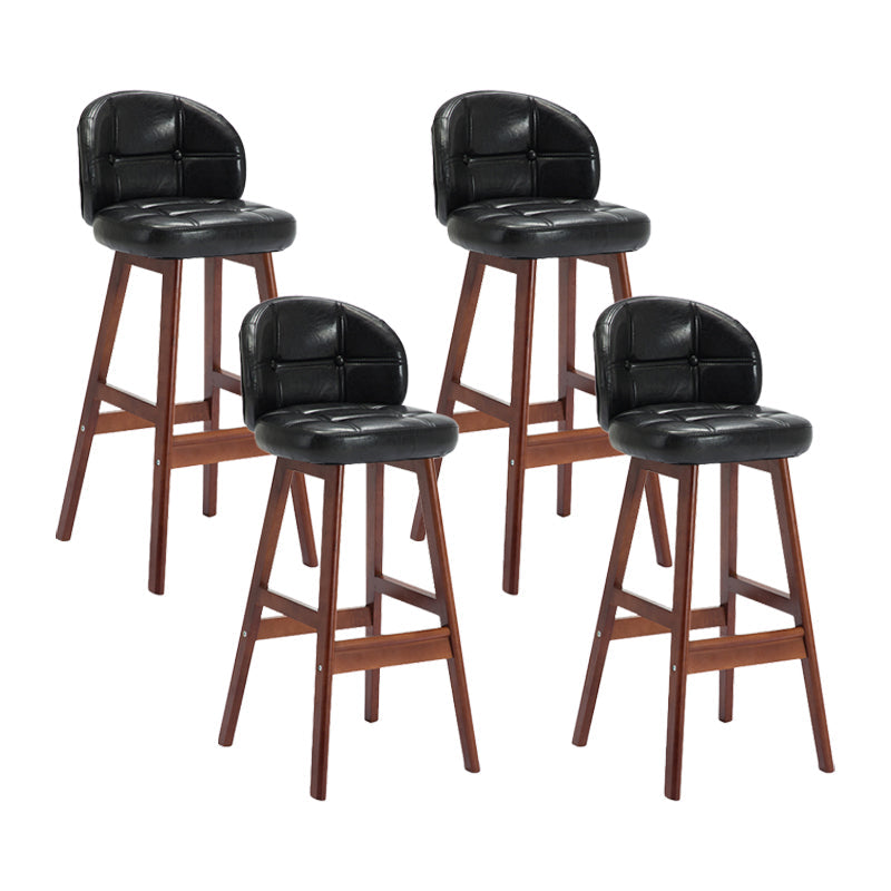 Modern Armless Backrest Counter Stool Wood Cashier Bar Stool with Cushion and Pedal Black Brown 4 Piece Set Clearhalo 'Bar Furniture' 'Bar Stools' 'bar_stools' 'furn' 'furn_bar_stools' 'furniture_bar_stools' 'Kitchen & Dining Furniture' 'kitchen&dining_furn' 'kitchen' 'kitchen_furn' Furniture' 4371873