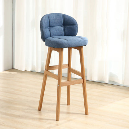Modern Armless Backrest Counter Stool Wood Cashier Bar Stool with Cushion and Pedal Blue Natural 1 Piece Clearhalo 'Bar Furniture' 'Bar Stools' 'bar_stools' 'furn' 'furn_bar_stools' 'furniture_bar_stools' 'Kitchen & Dining Furniture' 'kitchen&dining_furn' 'kitchen' 'kitchen_furn' Furniture' 4371874
