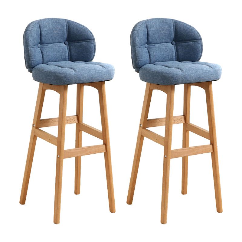Modern Armless Backrest Counter Stool Wood Cashier Bar Stool with Cushion and Pedal Blue Natural 2 Piece Set Clearhalo 'Bar Furniture' 'Bar Stools' 'bar_stools' 'furn' 'furn_bar_stools' 'furniture_bar_stools' 'Kitchen & Dining Furniture' 'kitchen&dining_furn' 'kitchen' 'kitchen_furn' Furniture' 4371875