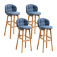 Modern Armless Backrest Counter Stool Wood Cashier Bar Stool with Cushion and Pedal Blue Natural 4 Piece Set Clearhalo 'Bar Furniture' 'Bar Stools' 'bar_stools' 'furn' 'furn_bar_stools' 'furniture_bar_stools' 'Kitchen & Dining Furniture' 'kitchen&dining_furn' 'kitchen' 'kitchen_furn' Furniture' 4371876