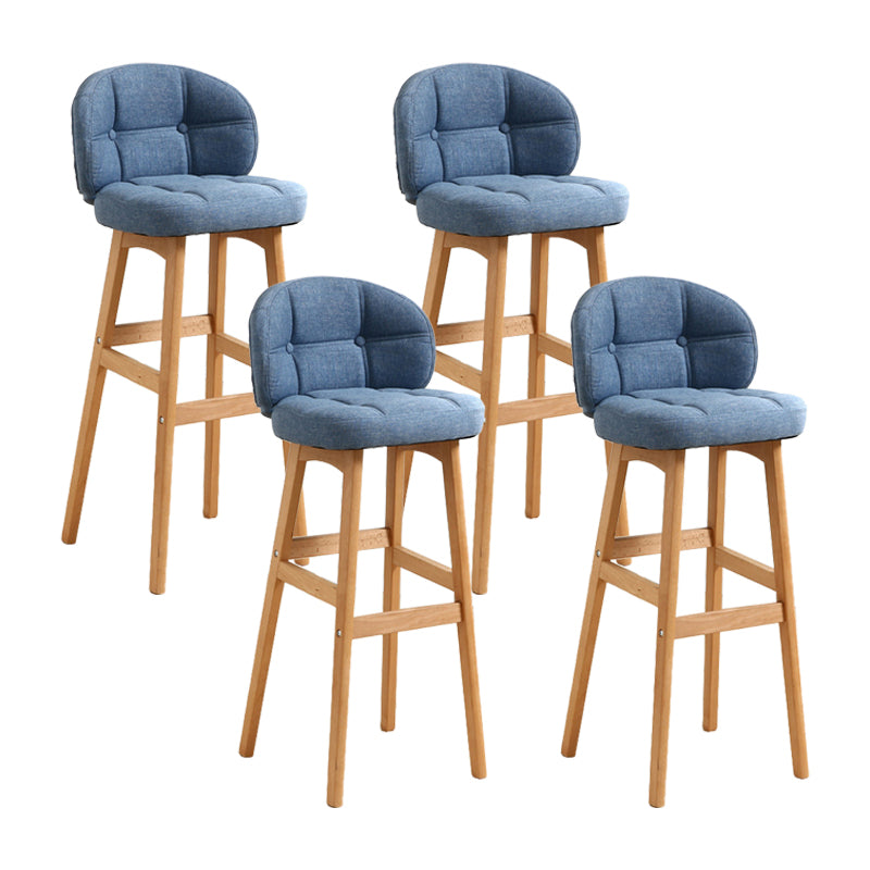 Modern Armless Backrest Counter Stool Wood Cashier Bar Stool with Cushion and Pedal Blue Natural 4 Piece Set Clearhalo 'Bar Furniture' 'Bar Stools' 'bar_stools' 'furn' 'furn_bar_stools' 'furniture_bar_stools' 'Kitchen & Dining Furniture' 'kitchen&dining_furn' 'kitchen' 'kitchen_furn' Furniture' 4371876