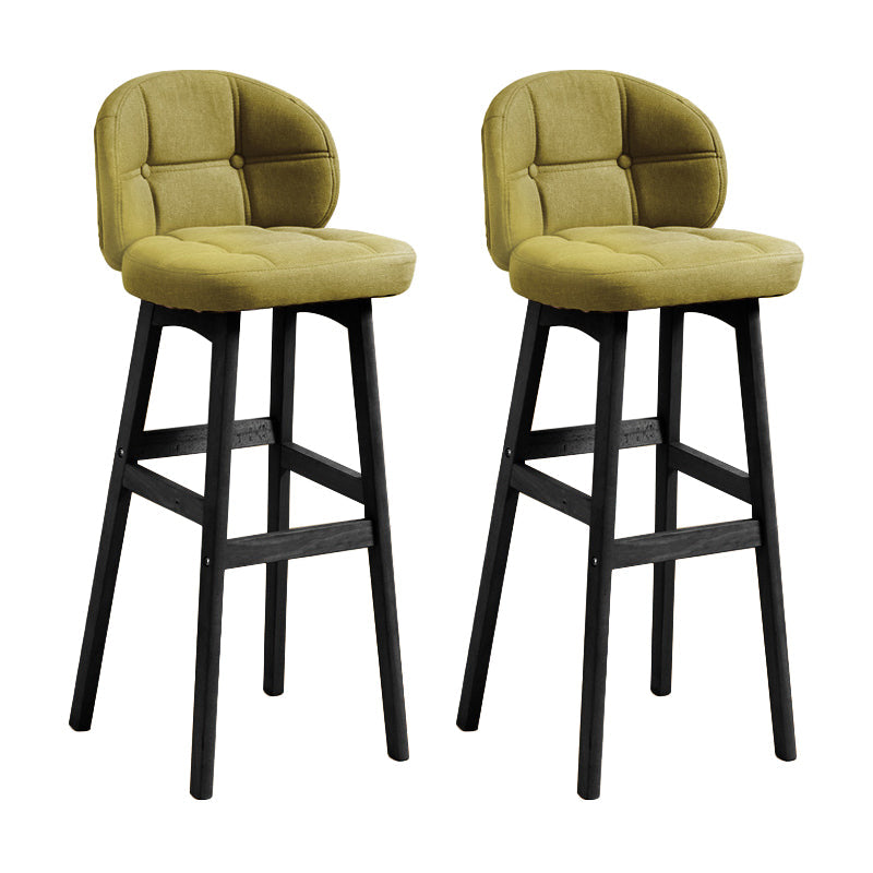 Modern Armless Backrest Counter Stool Wood Cashier Bar Stool with Cushion and Pedal Army Green Black 2 Piece Set Clearhalo 'Bar Furniture' 'Bar Stools' 'bar_stools' 'furn' 'furn_bar_stools' 'furniture_bar_stools' 'Kitchen & Dining Furniture' 'kitchen&dining_furn' 'kitchen' 'kitchen_furn' Furniture' 4371878