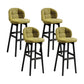Modern Armless Backrest Counter Stool Wood Cashier Bar Stool with Cushion and Pedal Army Green Black 4 Piece Set Clearhalo 'Bar Furniture' 'Bar Stools' 'bar_stools' 'furn' 'furn_bar_stools' 'furniture_bar_stools' 'Kitchen & Dining Furniture' 'kitchen&dining_furn' 'kitchen' 'kitchen_furn' Furniture' 4371879