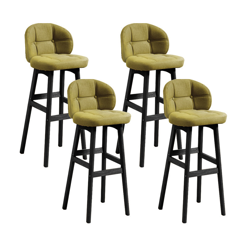 Modern Armless Backrest Counter Stool Wood Cashier Bar Stool with Cushion and Pedal Army Green Black 4 Piece Set Clearhalo 'Bar Furniture' 'Bar Stools' 'bar_stools' 'furn' 'furn_bar_stools' 'furniture_bar_stools' 'Kitchen & Dining Furniture' 'kitchen&dining_furn' 'kitchen' 'kitchen_furn' Furniture' 4371879