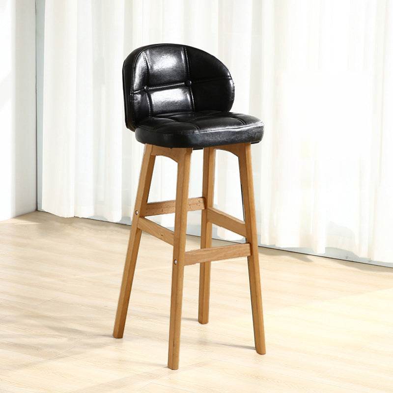 Modern Armless Backrest Counter Stool Wood Cashier Bar Stool with Cushion and Pedal Black Natural 1 Piece Clearhalo 'Bar Furniture' 'Bar Stools' 'bar_stools' 'furn' 'furn_bar_stools' 'furniture_bar_stools' 'Kitchen & Dining Furniture' 'kitchen&dining_furn' 'kitchen' 'kitchen_furn' Furniture' 4371880